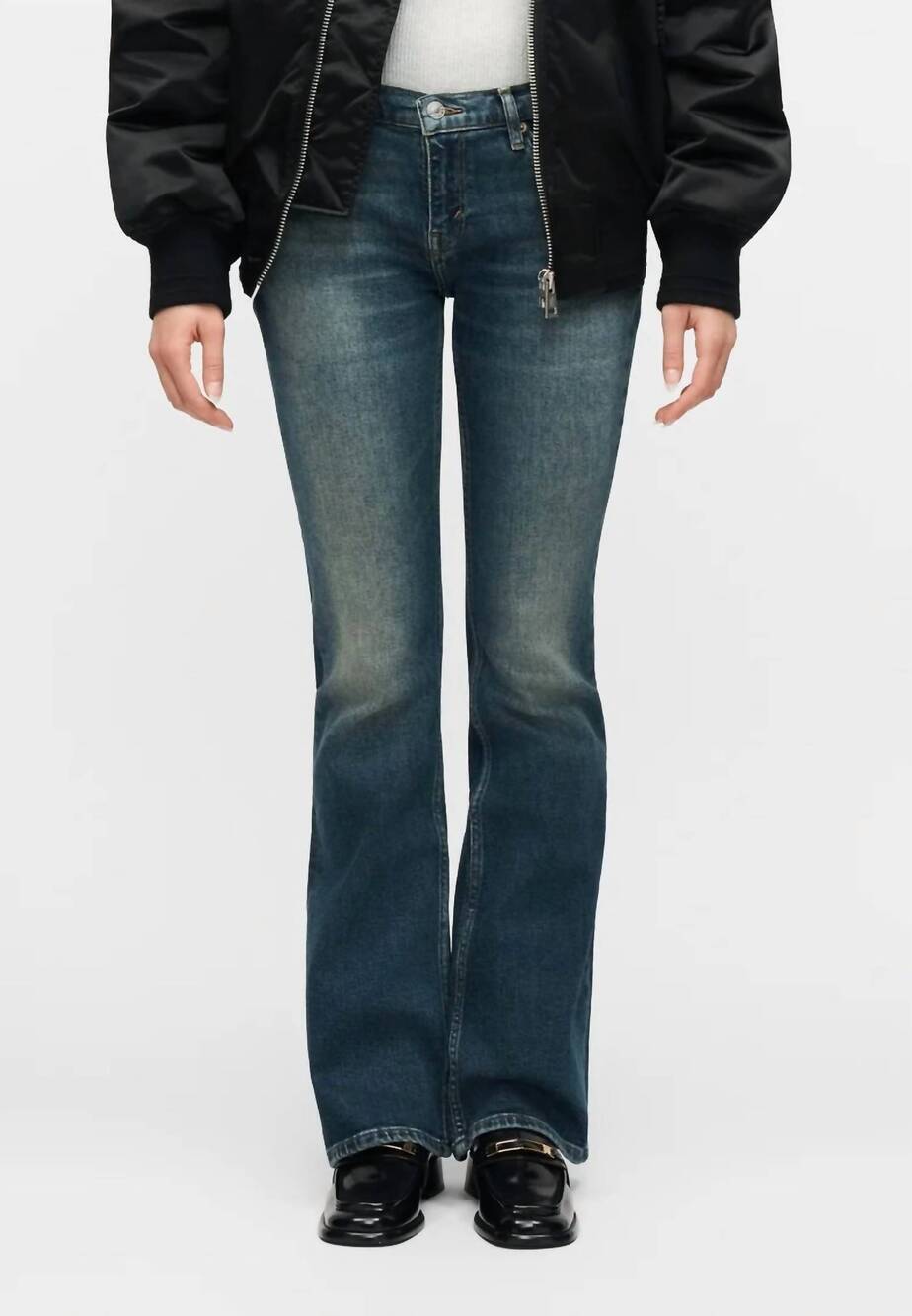 NEW RE/DONE low rise micro boot cut jeans in smoke water